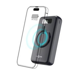 CALLMATE Wireless 20000 mAh Lithium Polymer Digital Display Power Bank with in-Built 4 in 1 Cable (Black)