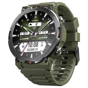 CrossBeats Everest Smart watch for Men 1.43″ True AMOLED, Always ON Display Bluetooth Calling Rugged Outdoor Military (Green)